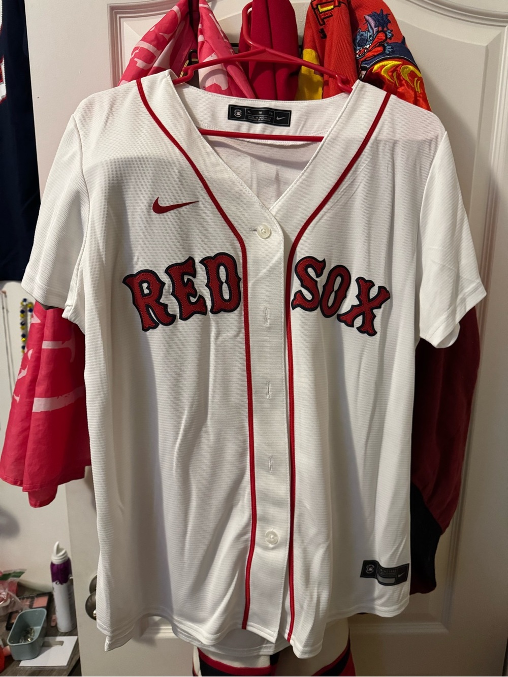 Nike White & Red Boston Red Sox Baseball Jersey